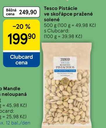 Tesco Pistácie ve skořápce pražené solené, 500 g