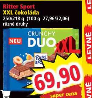 Ritter Sport XXL čokoláda, 250/218 g