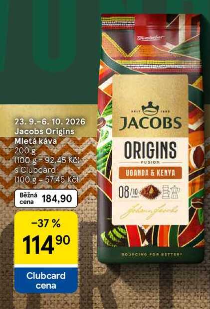 Jacobs Origins Mletá káva, 200 g 