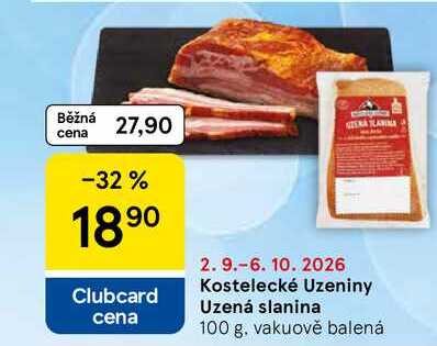 Kostelecké uzeniny Uzená slanina, 100 g