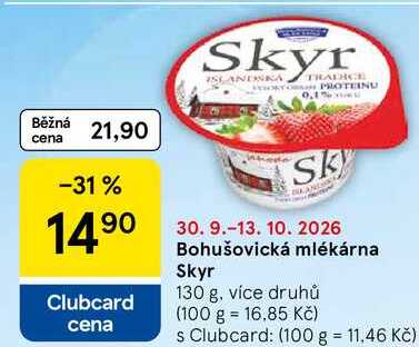 Bohušovická mlékárna Skyr, 130 g, více druhů 