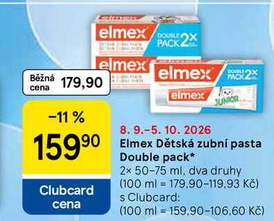 Elmex Dětská zubní pasta Double pack, 2x 50-75 ml, dva druhy  