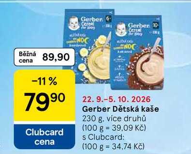 Gerber Dětská kaše, 230 g, více druhů 