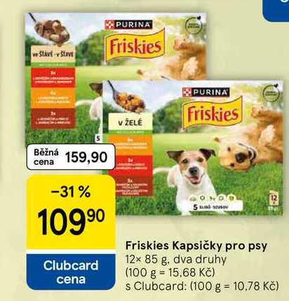 Friskies Kapsičky pro psy, 12× 85 g, dva druhy