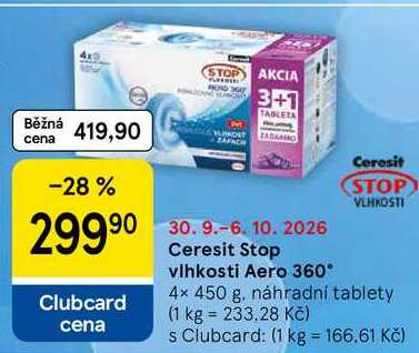 Ceresit Stop vlhkosti Aero 360°, 4× 450 g, náhradní tablety