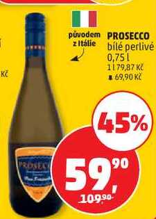 PROSECCO bílé perlivé z Itálie, 0,75 l