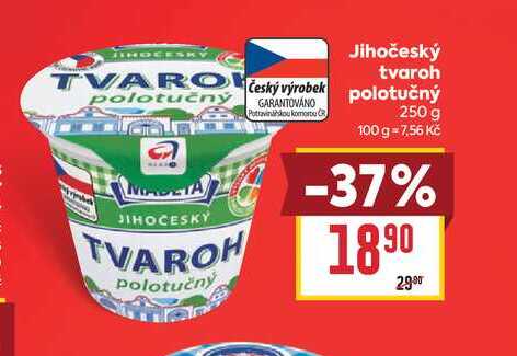 Jihočeský tvaroh polotučný 250 g