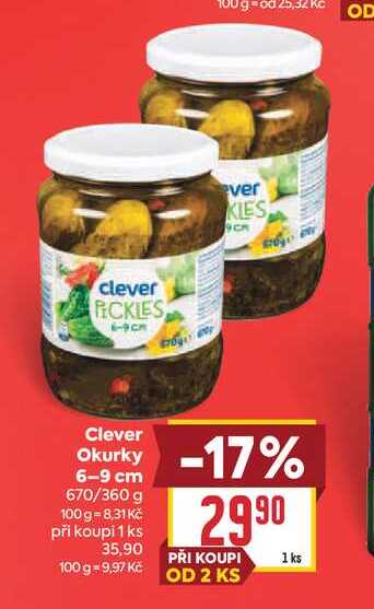 Clever Okurky 6-9cm 670/360g