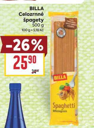 BILLA Celozrnné špagety 500 g