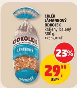 CHLÉB LÁMANKOVÝ ODKOLEK krájený, balený, 500 g