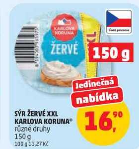 SÝR ŽERVÉ XXL KARLOVA KORUNA různé druhy, 150 g