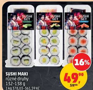 SUSHI MAKI různé druhy, 132-138 g