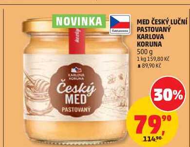 MED ČESKÝ LUČNÍ PASTOVANÝ KARLOVA KORUNA, 500 g