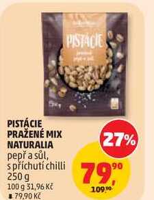 PISTÁCIE PRAŽENÉ MIX NATURALIA pepř a sůl, 250 g