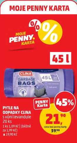 PYTLE NA ODPADKY CLINA s vůní levandule, 20 ks