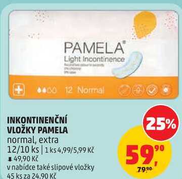 INKONTINENČNÍ VLOŽKY PAMELA normal, extra, 12/10 ks