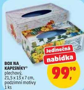 BOX NA KAPESNÍKY plechový, 21,5 x 13 x 7 cm, podzimní motivy, 1 ks