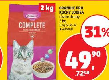 GRANULE PRO COMPLETE KOČKY LOUISA různé druhy, 2 kg