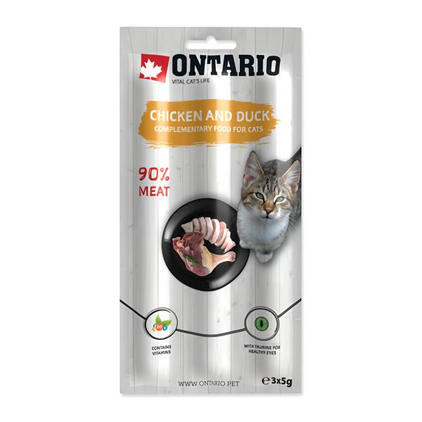 Ontario Tyčinky pro kočky Chicken&Duck 3x5g