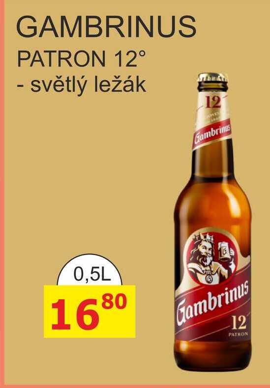 GAMBRINUS PATRON 12° - světlý ležák 0,5l