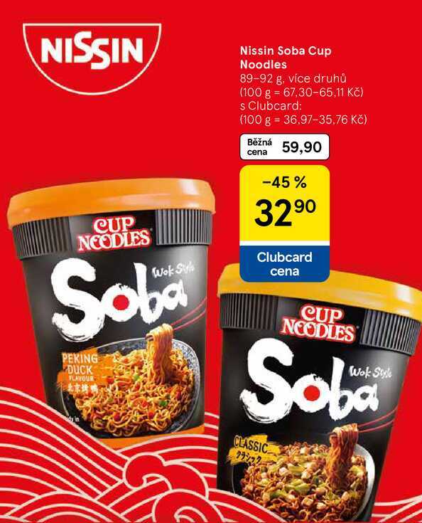 NISSIN Nissin Soba Cup Noodles, 89-92 g, více druhů