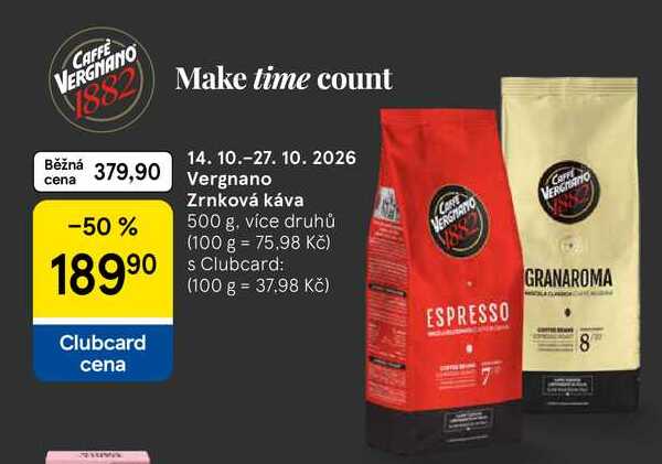 Vergnano Zrnková káva, 500 g
