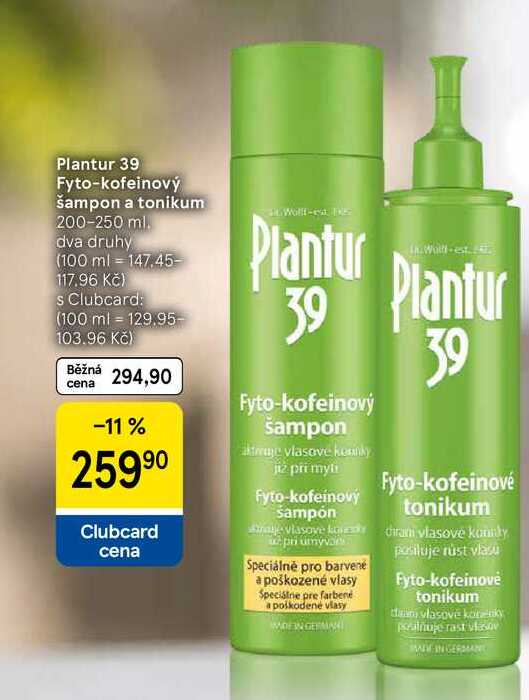 Plantur 39 Fyto-kofeinový šampon a tonikum, 200-250 ml  