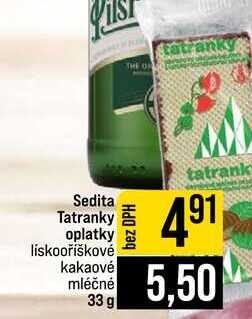 Sedita Tatranky oplatky liskooříškové kakaové mléčné 33 g
