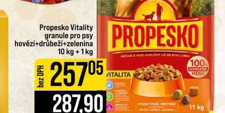 Propesko Vitality granule pro psy hovězí+drůbeží+zelenina 10 kg + 1kg