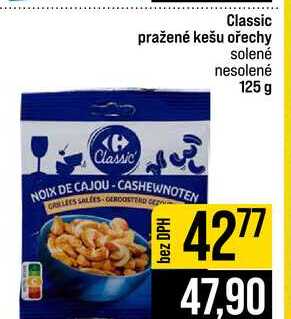 Classic pražené kešu ořechy solené nesolené 125 g