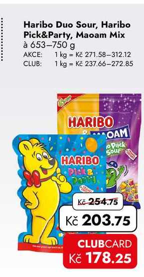 Haribo Duo Sour, Haribo Pick&Party, Maoam Mix à 653-750 g