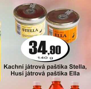 Kachní játrová paštika Stella, Husí játrová paštika Ella 140 g