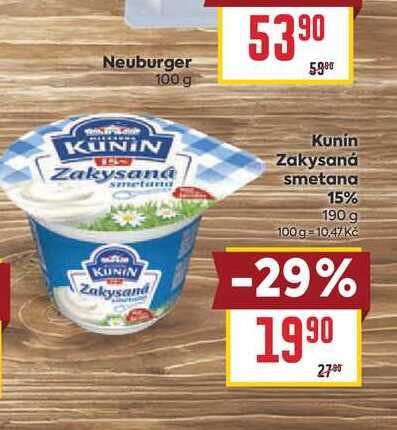 Kunin Zakysaná smetana 15% 190 g v akci