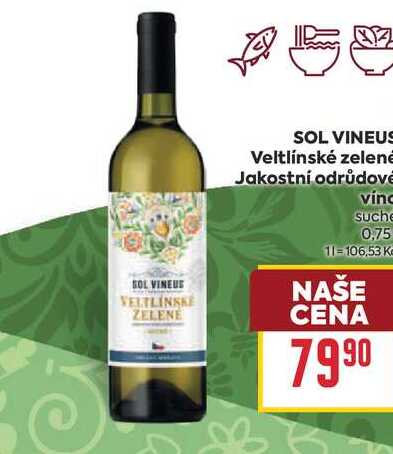 SOL VINEUS Veltlínské zelené Jakostní odrůdově vino suche 0,75l