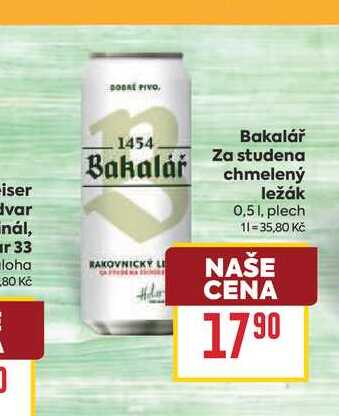 Bakalář Za studena chmelený ležák 0,51, plech