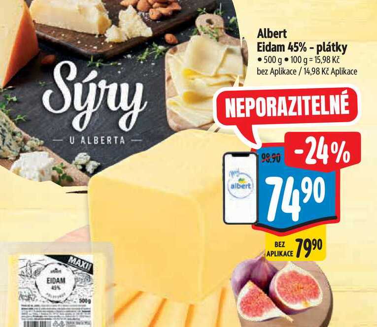 Albert Eidam 45% - plátky 500 g