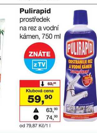 Pulirapid prostředek na rez a vodní kámen, 750 ml