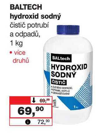 BALTECH hydroxid sodný čistič potrubí a odpadů, 1 kg