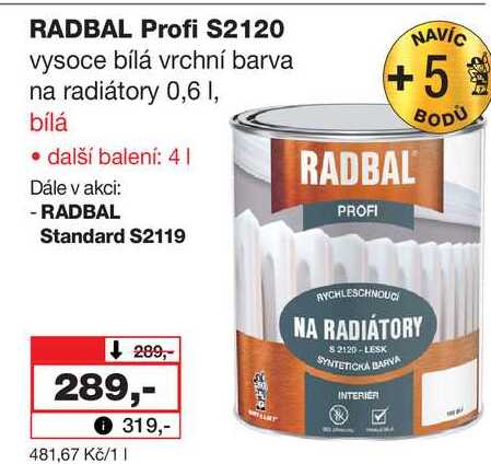 RADBAL Profi S2120 vysoce bílá vrchní barva na radiátory 0,6l