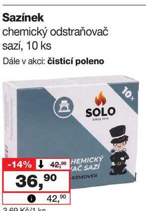 Sazínek chemický odstraňovač sazí, 10 ks