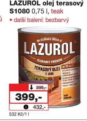 LAZUROL olej terasový S1080 0,75l