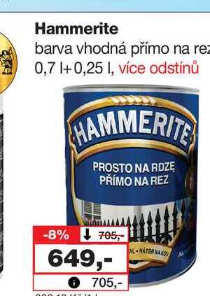 Hammerite barva vhodná přímo na rez 0,7 +0,25l