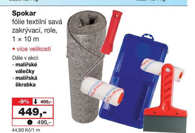 Spokar fólie textilní savá zakrývací, role, 1 x 10 m