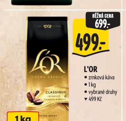 L'OR zrnková káva 1kg