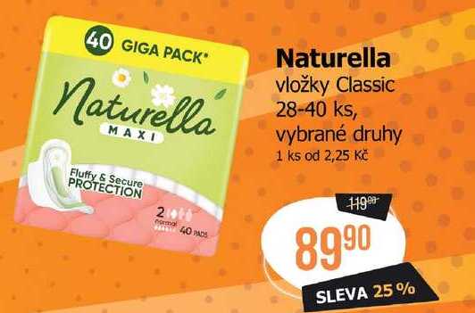 Naturella vložky Classic 28-40 ks, vybrané druhy