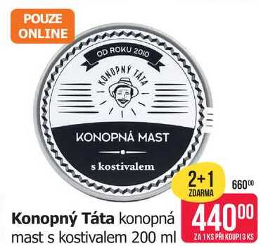 Konopný Táta konopná mast s kostivalem 200 ml 
