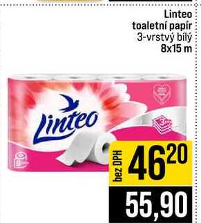 Linteo toaletní papír 3-vrstvý bílý 8x15 m