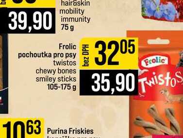 Frolic pochoutka pro psy twistos chewy bones smiley sticks 105-175 g 