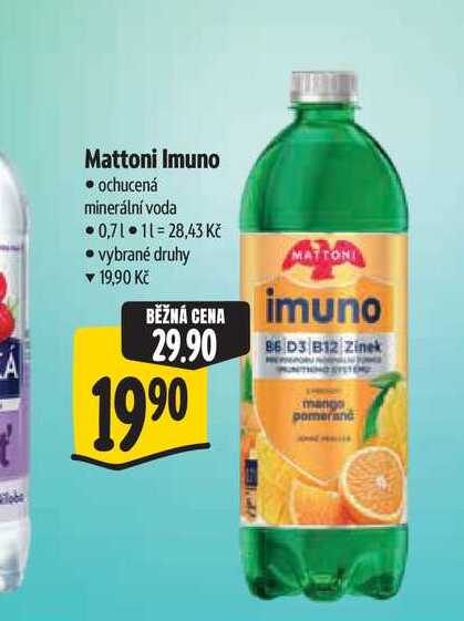 Mattoni Imuno ochucená minerální voda 0,7 l