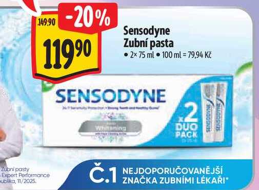 Sensodyne Zubní pasta 2× 75 ml